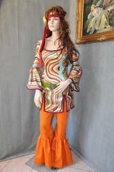 Costume Hippie Donna Figlia Dei Fiori Anni 60 Carnevale Vestiti Donna  Adulto Anni 60 Lungo