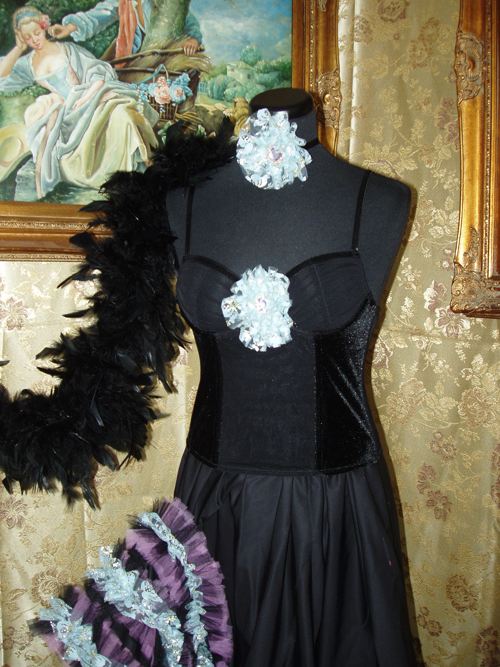 Copricapo Piume Argento Stile Moulin Rouge - Cerchietto Ballerina Anni '20, Carnevale, Feste